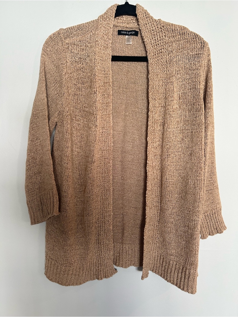 Cable & Gauge Tan Open-Front Knit Cardigan